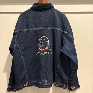 FUBU Platinum Fat Albert Denim Jacket Embroidered Y2K‎ Hip Hop Made USA
